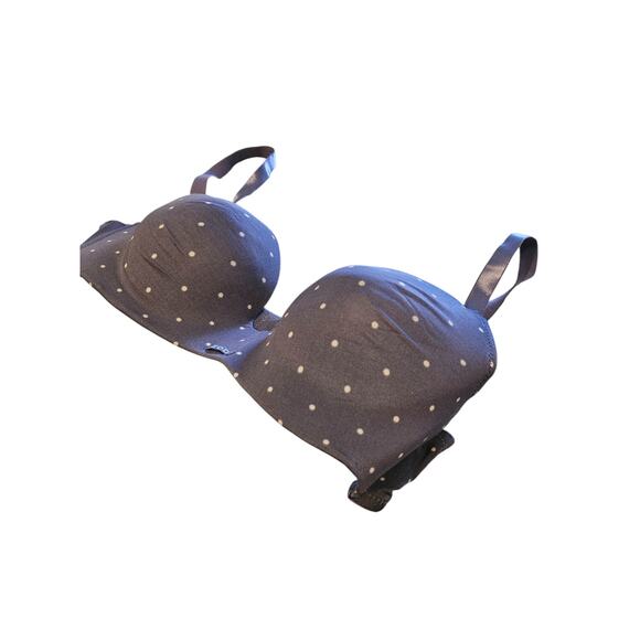 Izod Womens Sz 38C Classic T Shirt Bra Dark Gray Polka Dot - Picture 2 of 4